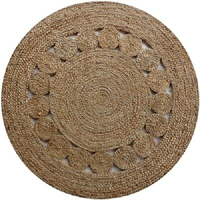 HIGH QUALITY ROUND JUTE RUG WITH CIRCLE PATTERN - 150 X 150 CM