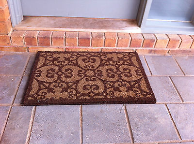 COIR DOOR MAT DARK AND LIGHT BROWN PRINT  WITH PVC BACK 45 X 75 CM