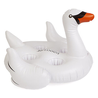 SUNNYLIFE - INFLATABLE SWAN DRINK HOLDER / POOL FLOAT TOY - HOLDS 4 CUPS