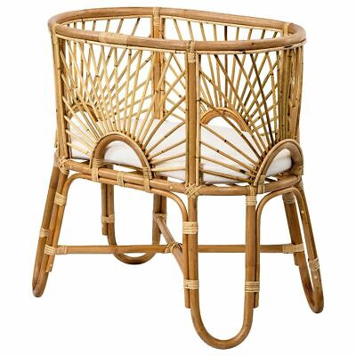 Sunrise Rattan Bassinet 5cm White Cushion - Natural -MELB & ADEL DELIVERY ONLY