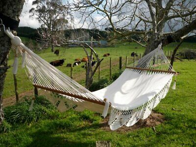 HAND MADE in Central America Nicaraguan Large Hammock NATURAL with Crochet edge