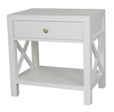 Catalina Crossed White Bedside/Side Table Hamptons  RRP $849