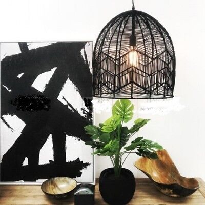 Kudu large black pendant hanging light black paper string 45 x 48 cm