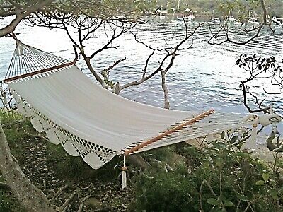 HAND MADE in Central America Nicaraguan Large Hammock NATURAL with Crochet edge