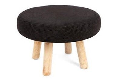 LOW STOOL/COFFEE TABLE/SIDE TABLE-TIMBER LEGS AND BLACK KNITTED TOP-40H X 60 D