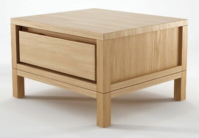 Scandinavian Solid European White Oak Bedside Unit Table with Draw