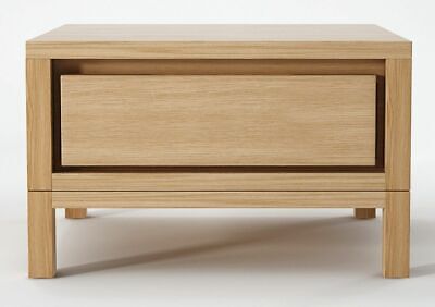 Scandinavian Solid European White Oak Bedside Unit Table with Draw