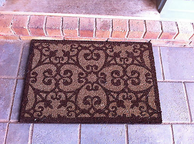 COIR DOOR MAT DARK AND LIGHT BROWN PRINT  WITH PVC BACK 45 X 75 CM