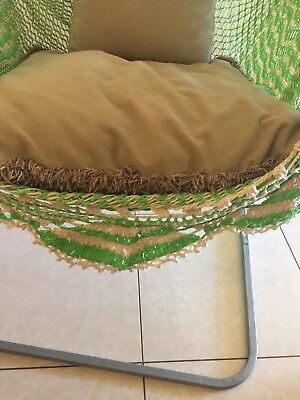 LARGE SIZE PISTACHIO / LIME  HANGING HAMMOCK CHAIR WITH CROCHET EDGE - HANDMADE