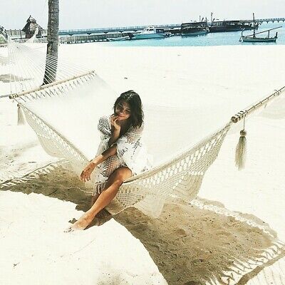 HAND MADE in Central America Nicaraguan Large Hammock NATURAL with Crochet edge