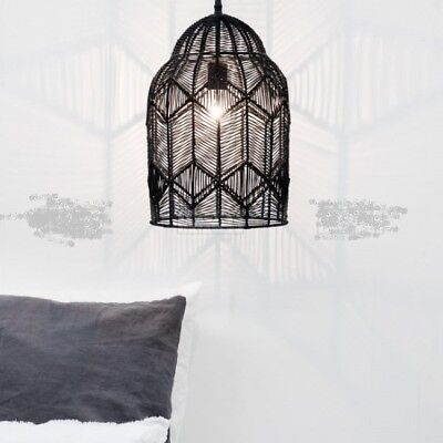 Kudu Lightshade Deco - Black Rattan Pendant Light - 26 D X 40 H CM