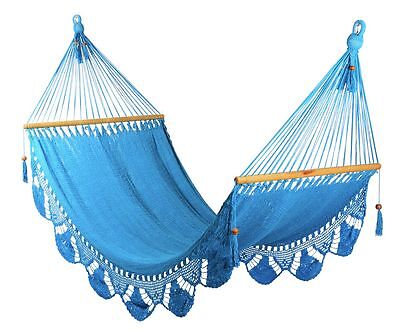 LARGE TURQUOISE HAND MADE HAMMOCK FROM CENTRAL AMERICA - W=105cm L=465cm