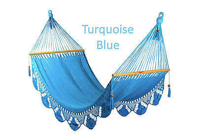 LARGE TURQUOISE HAND MADE HAMMOCK FROM CENTRAL AMERICA - W=105cm L=465cm