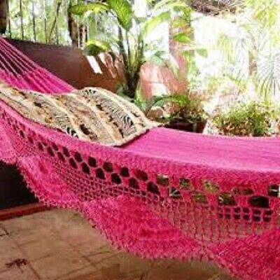 LARGE PINK HAND MADE HAMMOCK  FROM CENTRAL AMERICA - W=105cm L=465cm