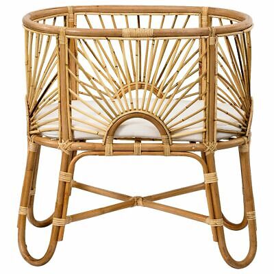 Sunrise Rattan Bassinet 5cm White Cushion - Natural -MELB & ADEL DELIVERY ONLY