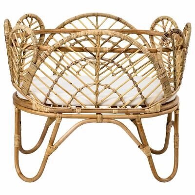 Elise Rattan Bassinet With 6cm White Cushion - Natural - MEL & ADEL METRO ONLY