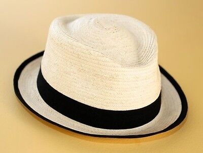 HAND CRAFTED SMALL BRIM W BLACK EDGING PANAMA HAT ORIGINAL FROM SOUTH AMERICA