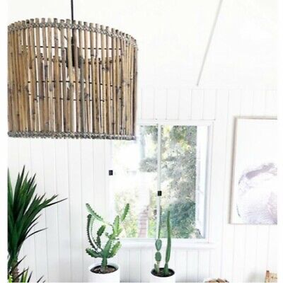 Natural Rattan Drum Pendant Hanging Light Shade  D 41cm
