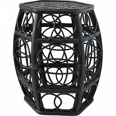 Palm Springs Rattan Bamboo Side Table Black  30.5 x 30.5 x 50 H cm