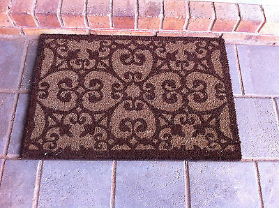 COIR DOOR MAT DARK AND LIGHT BROWN PRINT  WITH PVC BACK 45 X 75 CM