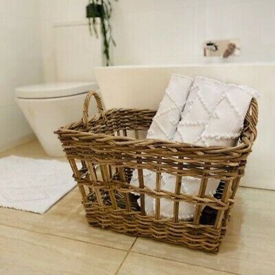 Rectangle Rattan Basket  ideal for Laundry and Bathroom - Dark Brown