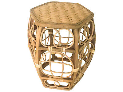 Palm Springs Rattan Bamboo Side Table Natural Coastal 30.5 x 30.5 x 50 H cm