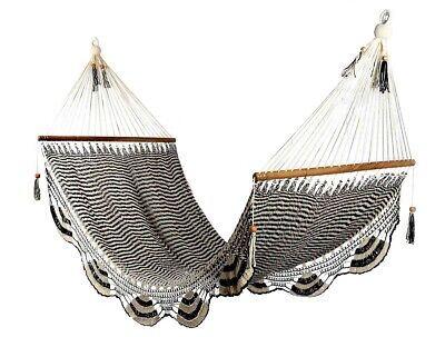 Nicaragu Large Hammock Zebra w Crochet edge Handmade from Central America