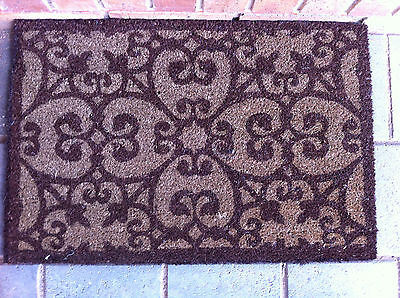 COIR DOOR MAT DARK AND LIGHT BROWN PRINT  WITH PVC BACK 45 X 75 CM