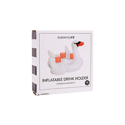 SUNNYLIFE - INFLATABLE SWAN DRINK HOLDER / POOL FLOAT TOY - HOLDS 4 CUPS