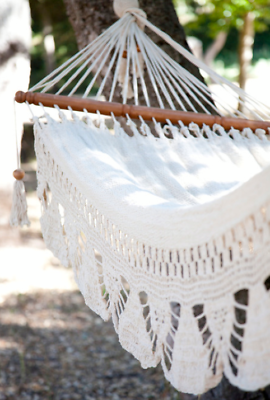 HAND MADE in Central America Nicaraguan Large Hammock NATURAL with Crochet edge