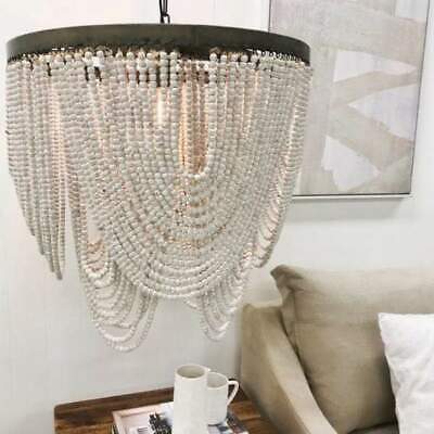 Art Deco White Beaded Chandelier  d 65 x h 65cm