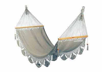 Hand Made Nicaraguan Large Hammock Grey with Crochet edge
