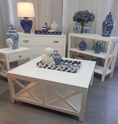 Catalina Crossed White Coffee Table RRP $1648