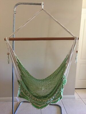 LARGE SIZE PISTACHIO / LIME  HANGING HAMMOCK CHAIR WITH CROCHET EDGE - HANDMADE