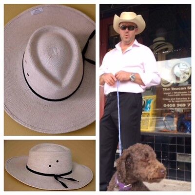 HAND CRAFTED "COWBOY" WIRE BRIM  PANAMA HAT ORIGINAL FROM SOUTH AMERICA
