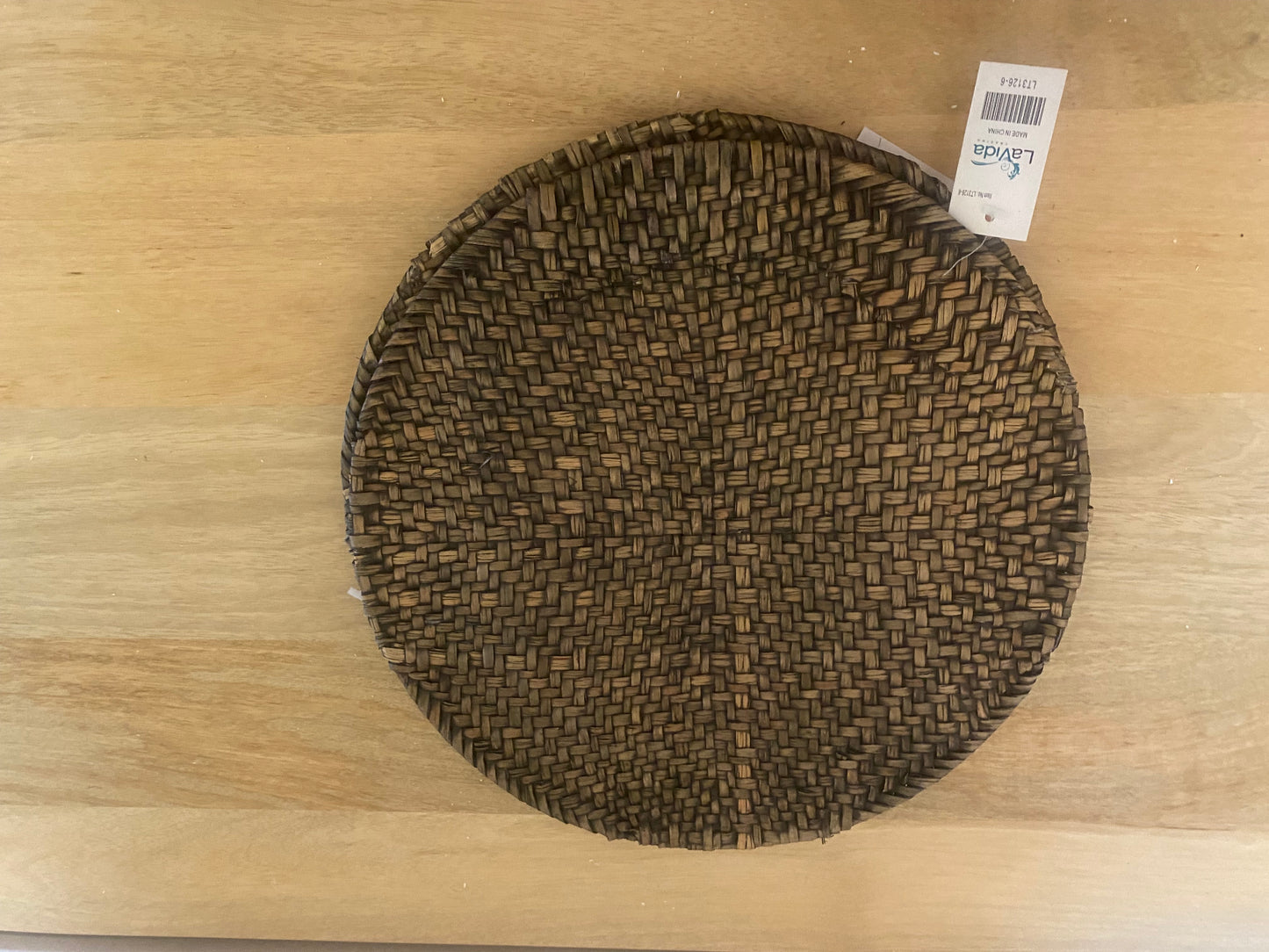 Set of 6 vintage brown long weave place mats- 30 cm diameter
