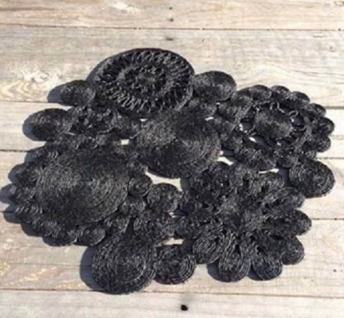 Black HANDMADE JUTE RETRO 45CM PLACEMAT