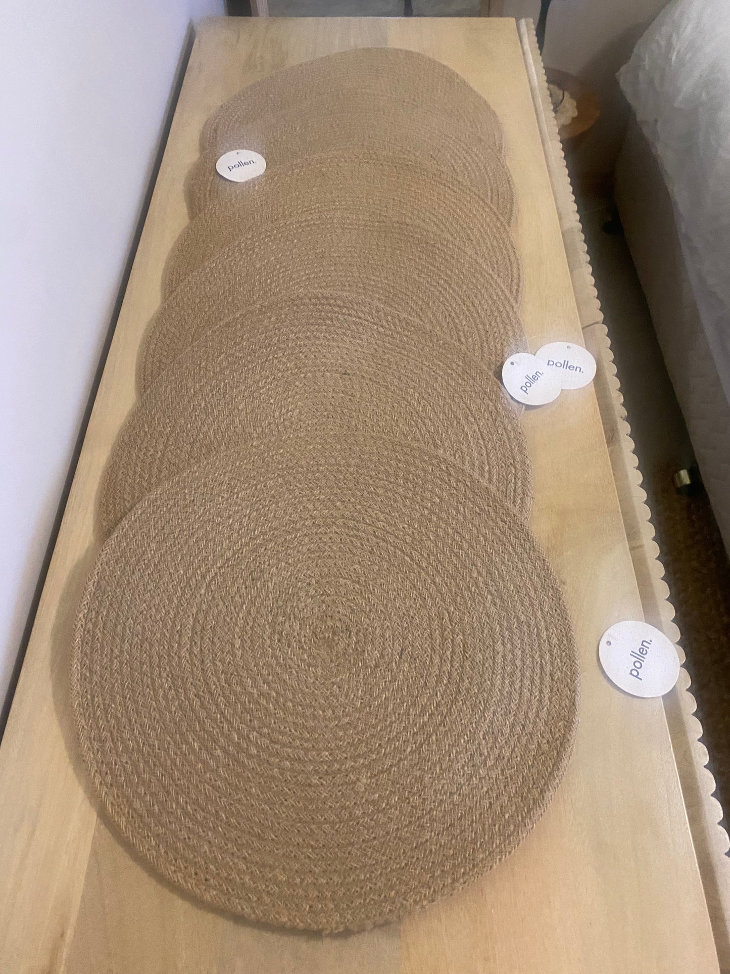 Set of 6 Natural Handwoven thick Jute mats