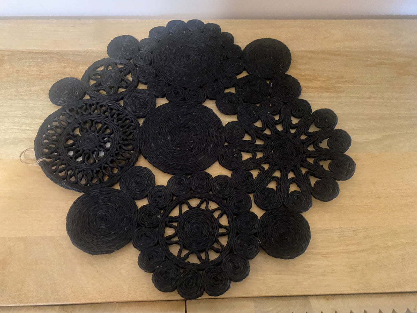 Black HANDMADE JUTE RETRO 45CM PLACEMAT