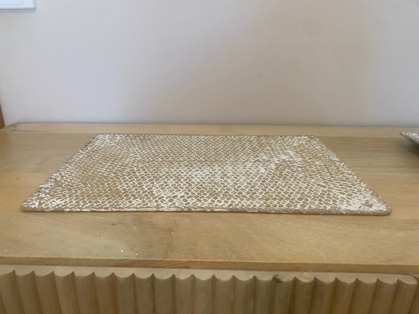 Set of 6 whitewash long weave placemats 45 x 30 cm