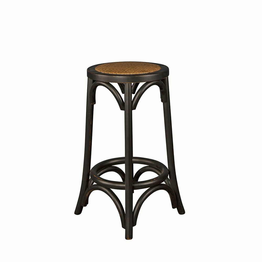 DENVER STOOL BLACK Made from Elm Wood  - 65 cm Height