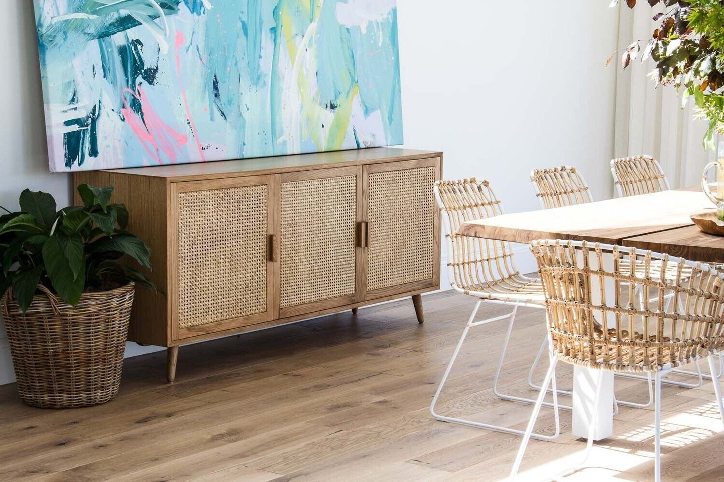 Vienna Sideboard - Solid Oak and rattan by Satara