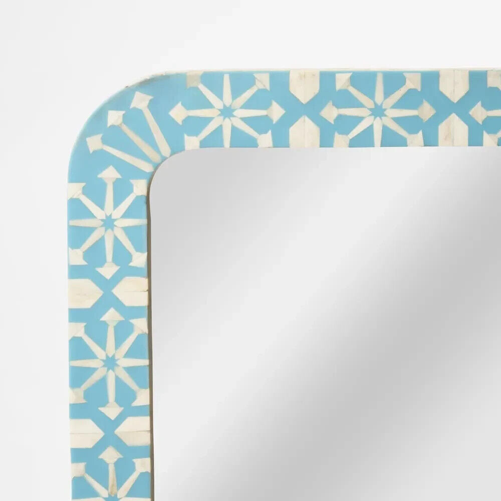 Adina Bone Inlay Mirror Aqua/White By Florabelle Living