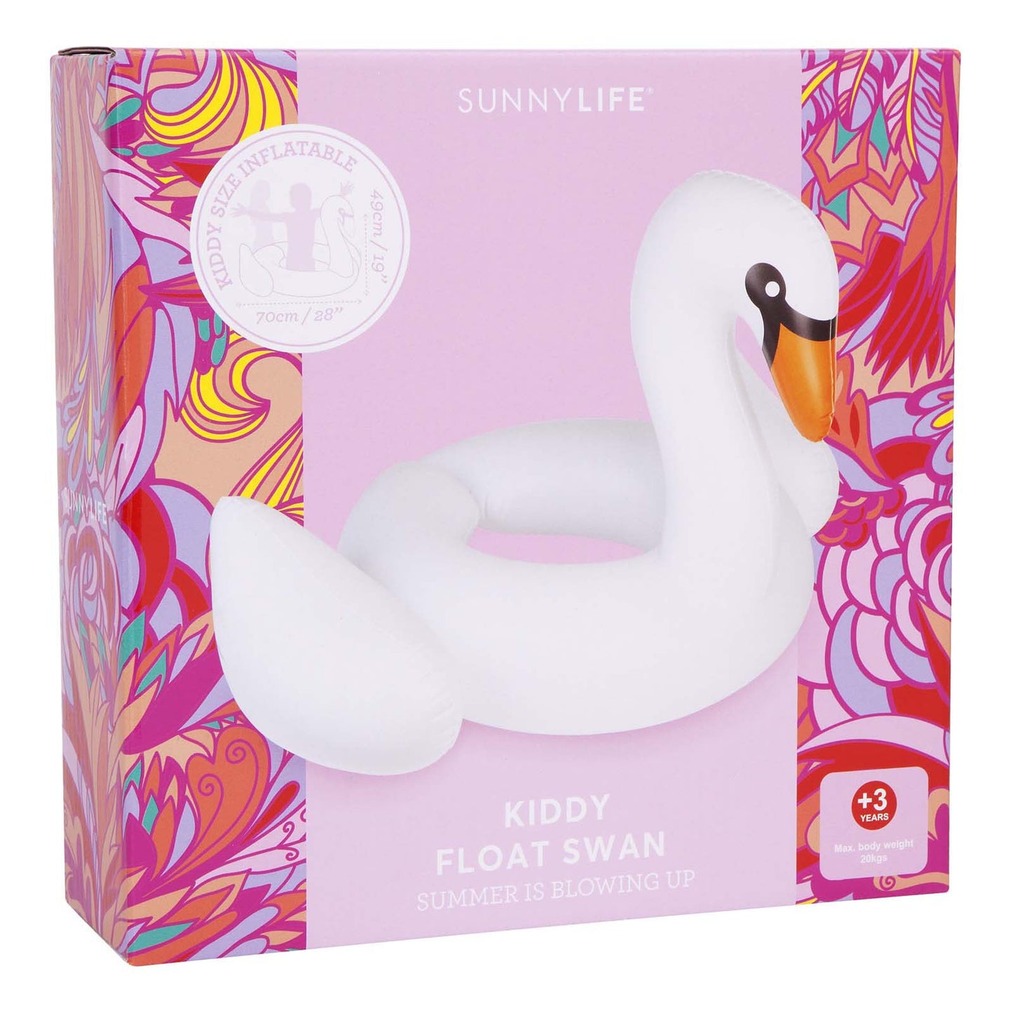 NEW SUNNYLIFE- SWAN KIDDY FLOAT INFLATABLE BEACH / POOL SWIM FLOAT 3 YRS PLUS