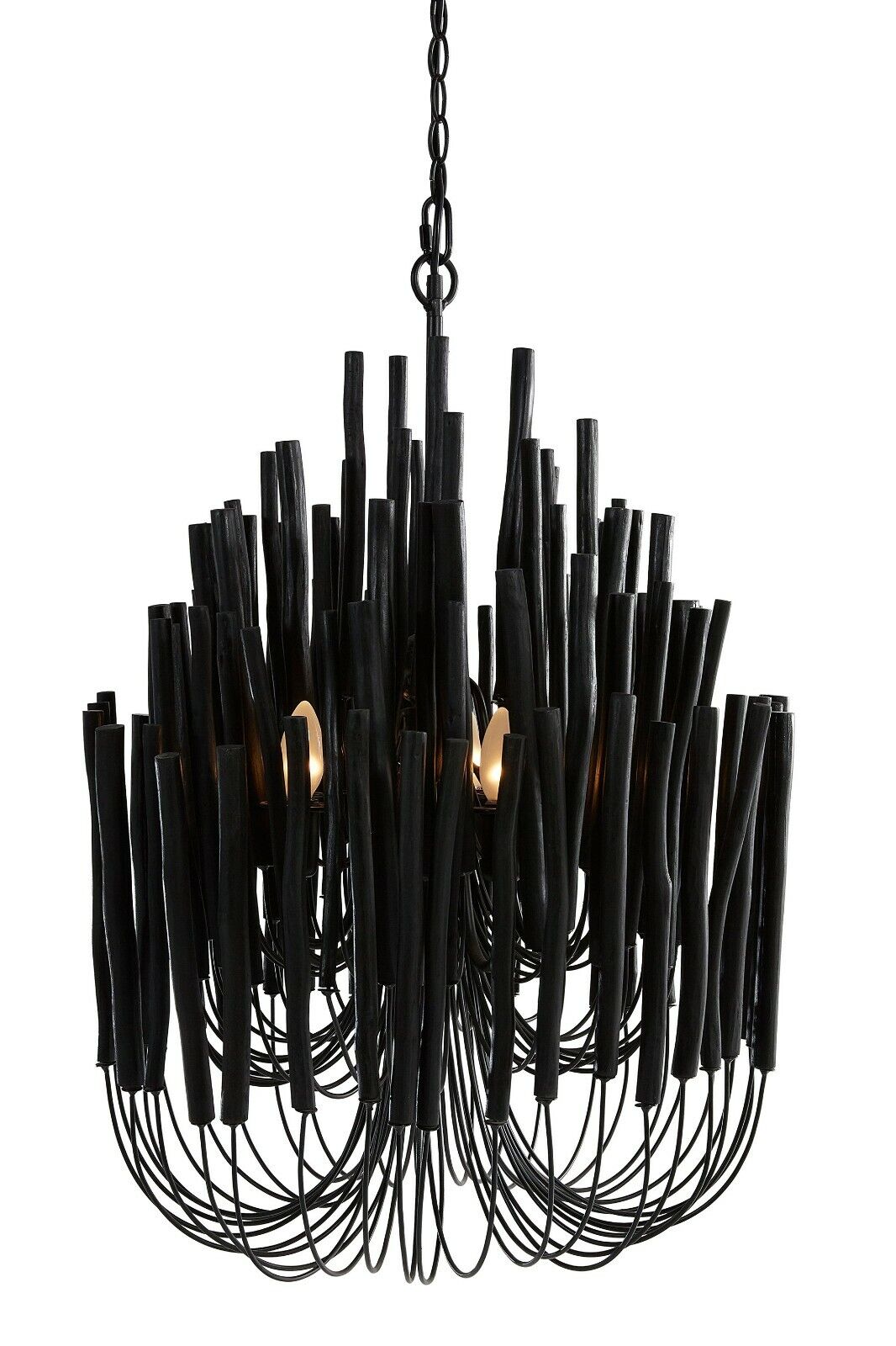 Wooden Candlestick Lamp  Chandelier Black - D53 x H76cm