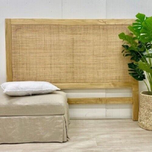 Queen Size Bedhead  Webbing and Teak Frame 160 x 140 cm