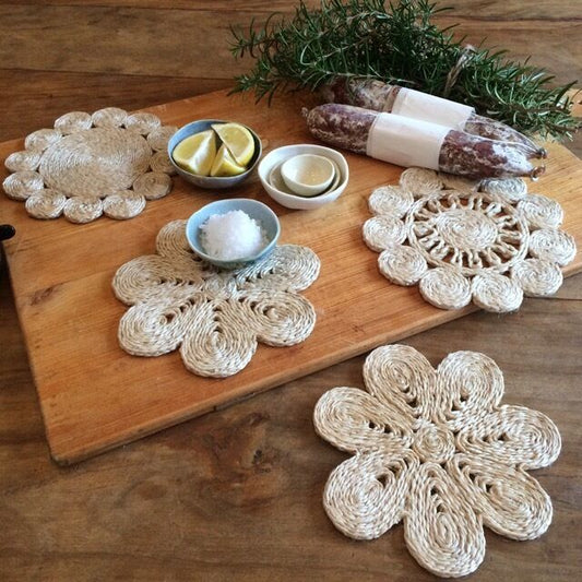 SET OF 4 - High Quality Handmade Jute Trivet in Natural Colour