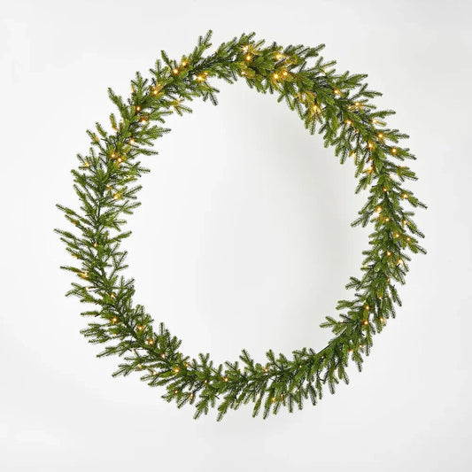 Classic Green Wreath 120cm With 120 LED By Florabelle Living