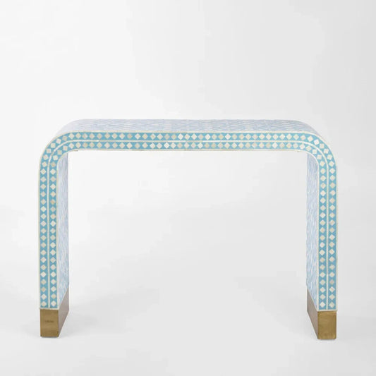 Adina Bone Inlay Console Table Aqua/White By Florabelle Living