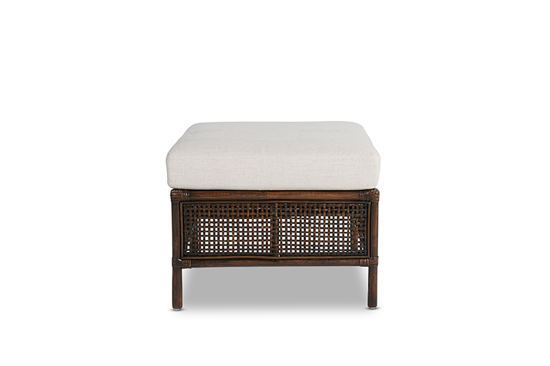 Raffles Rattan Ottoman with cushion coffee bean RRP$999